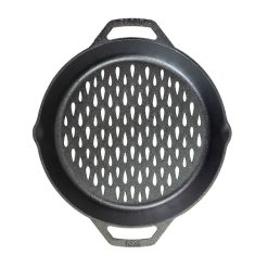 Alternative view of 12 Inch Seasoned Cast Iron Dual Handle Grilling Basket