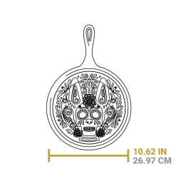 Alternative view of 10.5 Inch Seasoned Cast Iron Xolo Sugar Skull Griddle with Deluxe Handle Holder