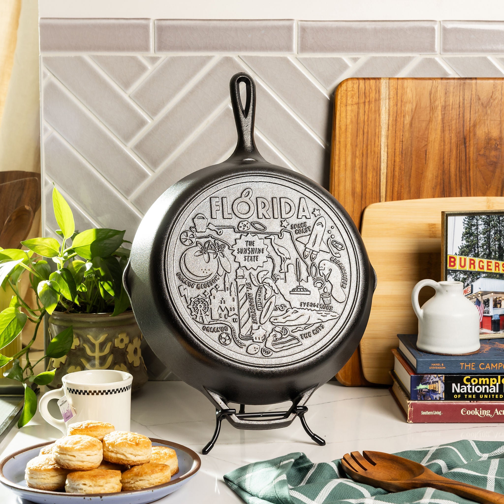 American Road Trip: 12 Inch Seasoned Cast Iron Skillet, Florida - Image 2